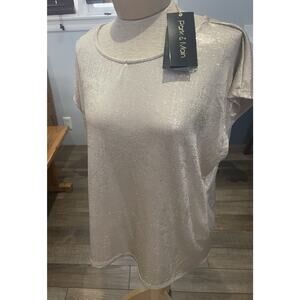 Park And Main Shimmer Gold Glitter Sparkle Top XL NYE Party Holiday New Year Eve